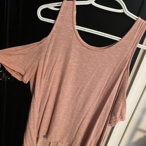 Size medium. Red and white off the shoulder tee.